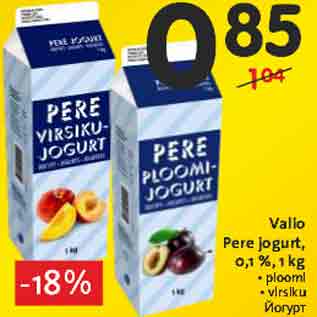 Allahindlus - Valio Pere jogurt, 0,1 %, 1 kg • ploomi • virsiku