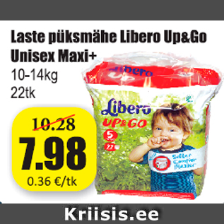 Allahindlus - Laste püksmähe Libero Up&Go Unisex Maxi+