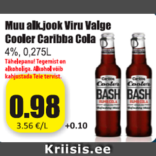 Allahindlus - Muu alkohoolijook Viru Valge Cooler Caribba Cola