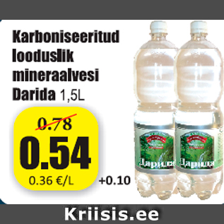 Allahindlus - Karboniseeritud looduslik mineraalvesi Darida 1,5 l