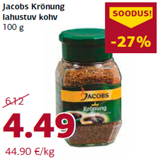 Allahindlus - Jacobs Krönung lahustuv kohv 100 g