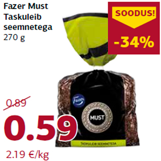 Allahindlus - Fazer Must Taskuleib seemnetega 270 g