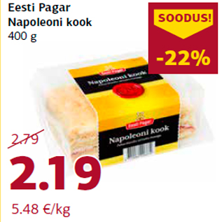 Allahindlus - Eesti Pagar Napoleoni kook 400 g