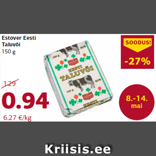 Allahindlus - Estover Eesti Taluvõi 150 g