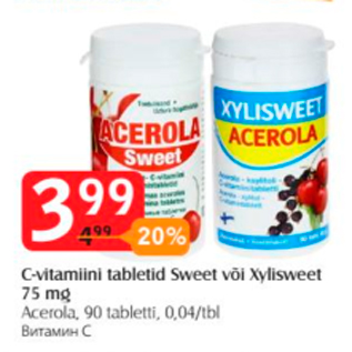 Allahindlus - C-vitamiini tabletid Sweet või Xylisweet 75 mg