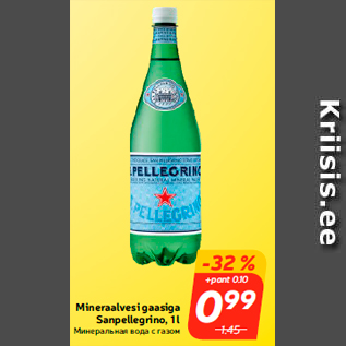 Allahindlus - Mineraalvesi gaasiga Sanpellegrino, 1 l