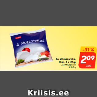 Allahindlus - Juust Mozzarella, Rimi, 4 x 125 g