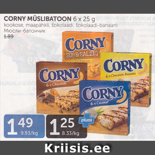 Allahindlus - CORNY MÜSLIBATOON 6 X 25 G