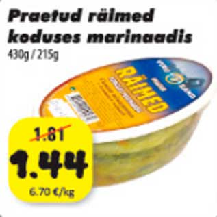 Allahindlus - Praetud räimed koduses marinaadis 430 g/215 g