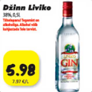 Allahindlus - Džinn Liviko 38%, 0,5l