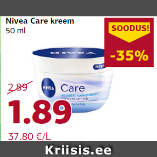 Allahindlus - Nivea Care kreem 50 ml