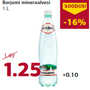 Allahindlus - Borjomi mineraalvesi 1 L