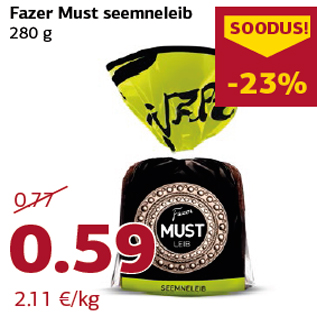 Allahindlus - Fazer Must seemneleib 280 g