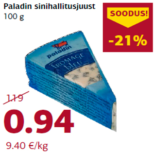 Allahindlus - Paladin sinihallitusjuust 100 g