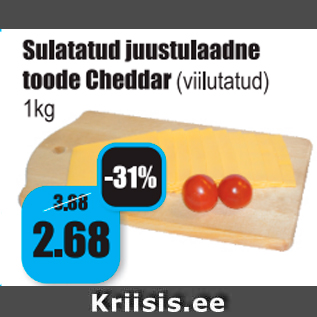 Allahindlus - Sulatatud juustulaadne toode Cheddar