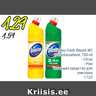 Allahindlus - Domestos Fresh Bleach WC puhastusvahend, 750 ml