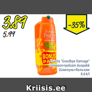 Allahindlus - Fructis "Goodbye Damage" šampoon+palsam duopakk