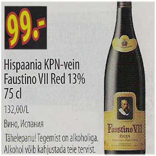 Allahindlus - Hispaania KPN-vein Faustino VII Red