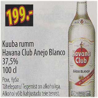 Allahindlus - Kuuba ruum Havana Club Anejo Blanco