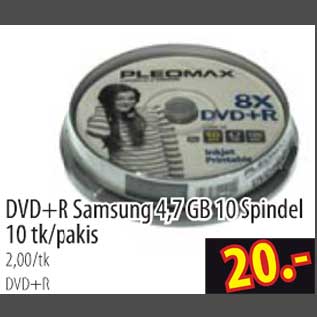 Allahindlus - DVD+R Samsung 4.7 GB 10 Spindel