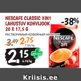 Allahindlus - NESCAFE CLASSIC 3IN1 LAHUSTUV KOHVIJOOK