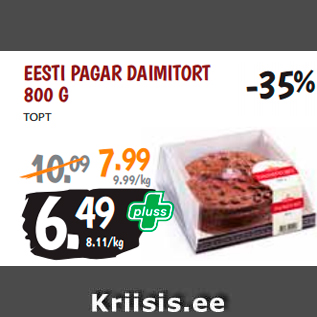 Allahindlus - EESTI PAGAR DAIMITORT 800 G