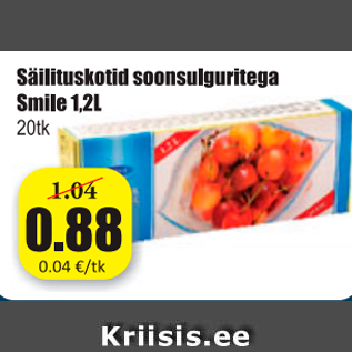 Allahindlus - Säilituskotid soonsulguritega Smile 1,2 l, 20 tk