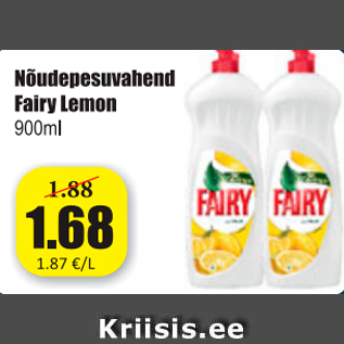 Allahindlus - Nõudepesuvahend Fairy Lemon, 900 ml