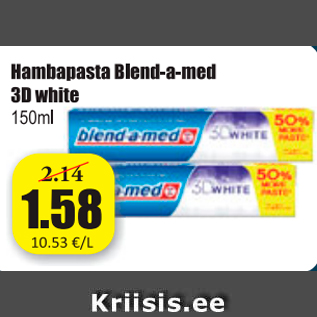 Allahindlus - Hambapasta Blend-a-Med 3D white 150 ml