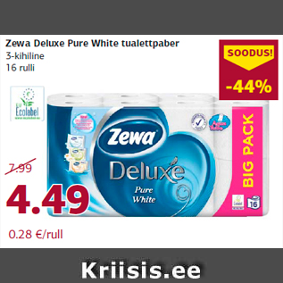 Allahindlus - Zewa Deluxe Pure White tualettpaber