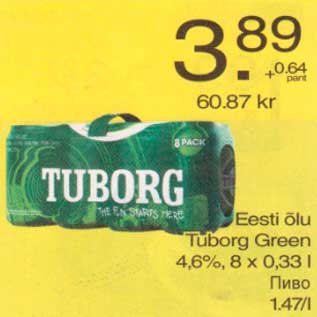 Allahindlus - Eesti õlu Tuborg Green