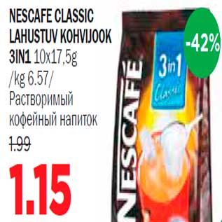 Allahindlus - Nescafe Classic lahustuv kohvijook 3in1