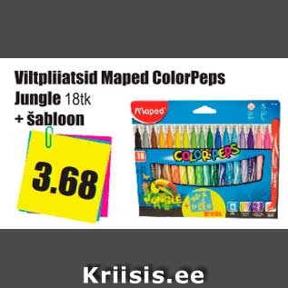 Allahindlus - Viltpliiatsid Maped Color Pers Jungle 18 tk + šabloon