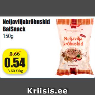 Allahindlus - Neljaviljakrõbuskid BalSnack 150g