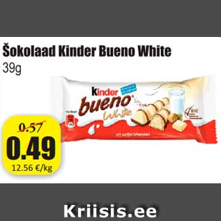 Allahindlus - Šokolaad Kinder Bueno White 39 g