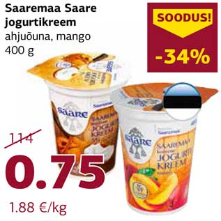 Allahindlus - Saaremaa Saare jogurtikreem ahjuõuna, mango 400 g