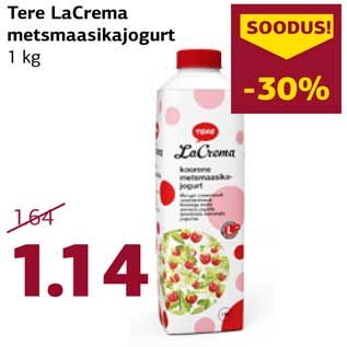 Allahindlus - Tere LaCrema metsmaasikajogurt 1 kg