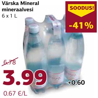 Allahindlus - Värska Mineral mineraalvesi 6 x 1 L