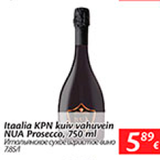 Allahindlus - Itaalia KPN kuiv vahuvein NUA Prosecco, 750 ml