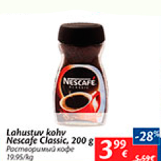 Allahindlus - Lahustuv kohv Nescafe Classic, 200 g