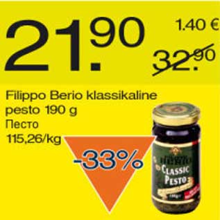 Allahindlus - Filippo Berio klassikaline pesto