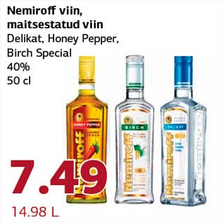 Allahindlus - Nemiroff viin,maitsestatud viin Delikat, Honey Pepper, Birch Special 40% 50 cl