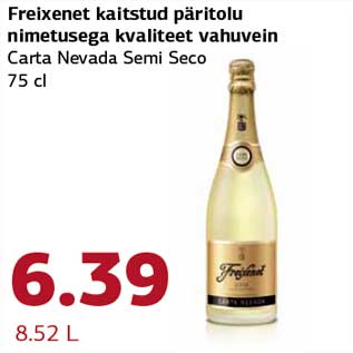 Allahindlus - Freixenet kaitstud päritolu nimetusega kvaliteet vahuvein Carta Nevada Semi Seco 75 cl