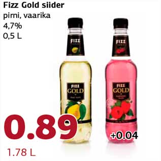 Allahindlus - Fizz Gold siider pirni, vaarika 4,7% 0,5 L