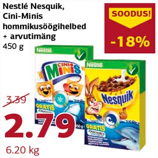 Allahindlus - Nestlé Nesquik, Cini-Minis hommikusöögihelbed + arvutimäng 450 g