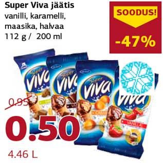 Allahindlus - Super Viva jäätis vanilli, karamelli, maasika, halvaa 112 g / 200 ml