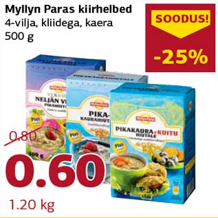 Allahindlus - Myllyn Paras kiirhelbed 4-vilja, kliidega, kaera 500 g