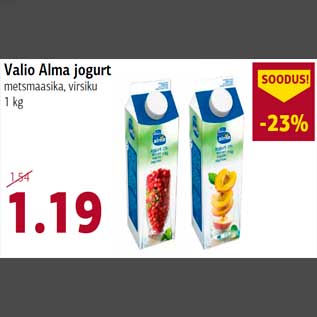 Allahindlus - Valio Alma jogurt metsmaasika, virsiku 1 kg