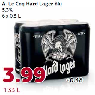 Allahindlus - A. Le Coq Hard Lager õlu