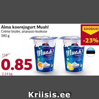 Allahindlus - Alma koorejogurt Muah!